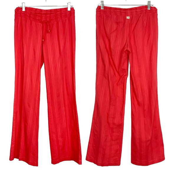Billabong Coral Red Cotton Elastic Waist Beach Vacation Pants Small - Picture 2 of 16